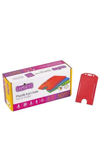 Lamiess  Lms 217 Dikey Plastik Kart Kabı Kırmızı 50'Li