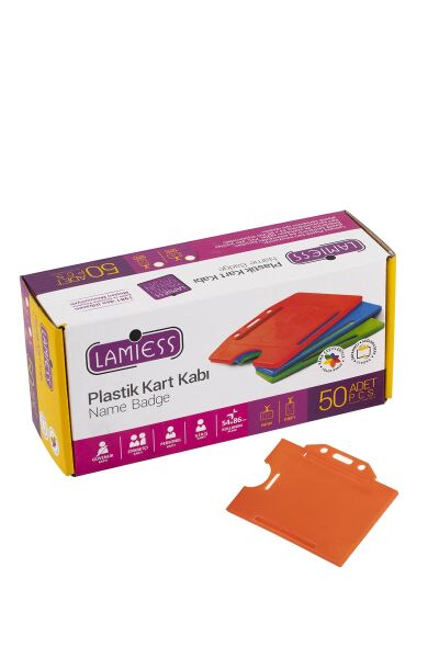 Lamiess  Lms 214 Yatay Plastik Kart Kabı Turuncu 50'Li