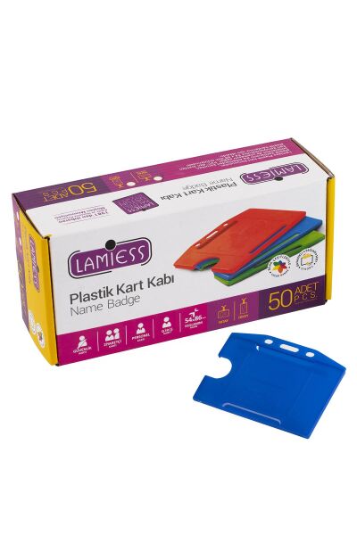 Lamiess  Lms 214 Yatay Plastik Kart Kabı Mavi 50'Li