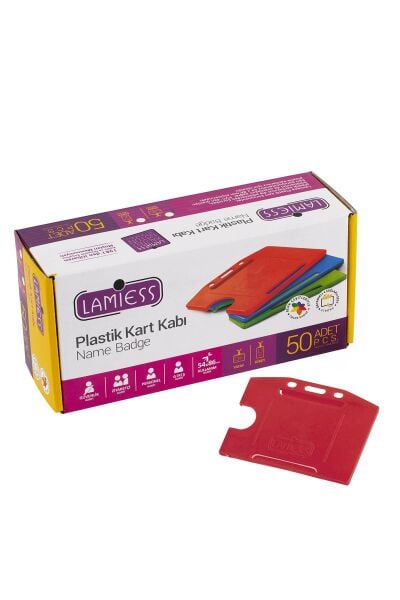 Lamiess  Lms 214 Yatay Plastik Kart Kabı Kırmızı 50'Li