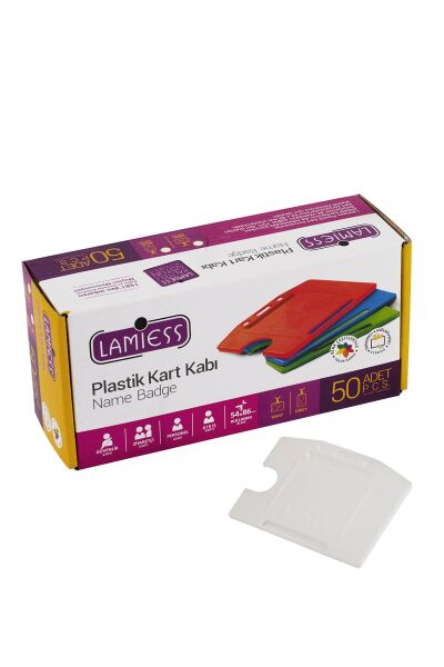 Lamiess  Lms 214 Yatay Plastik Kart Kabı Beyaz 50'Li